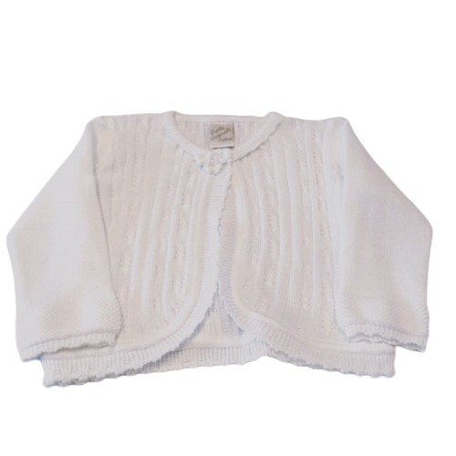 White Knitted Flower Cardigan 